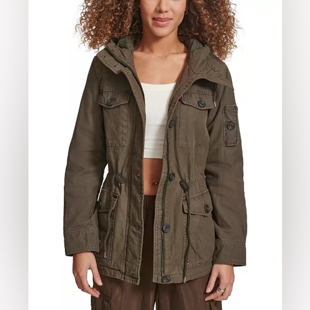 Women's Hooded Military Jacket, Medium